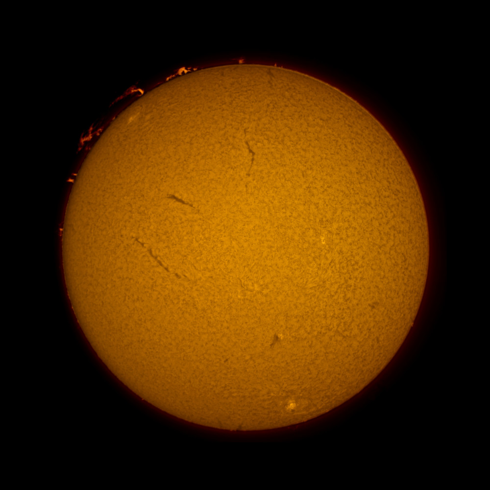 The chromosphere of the Sun with prominences