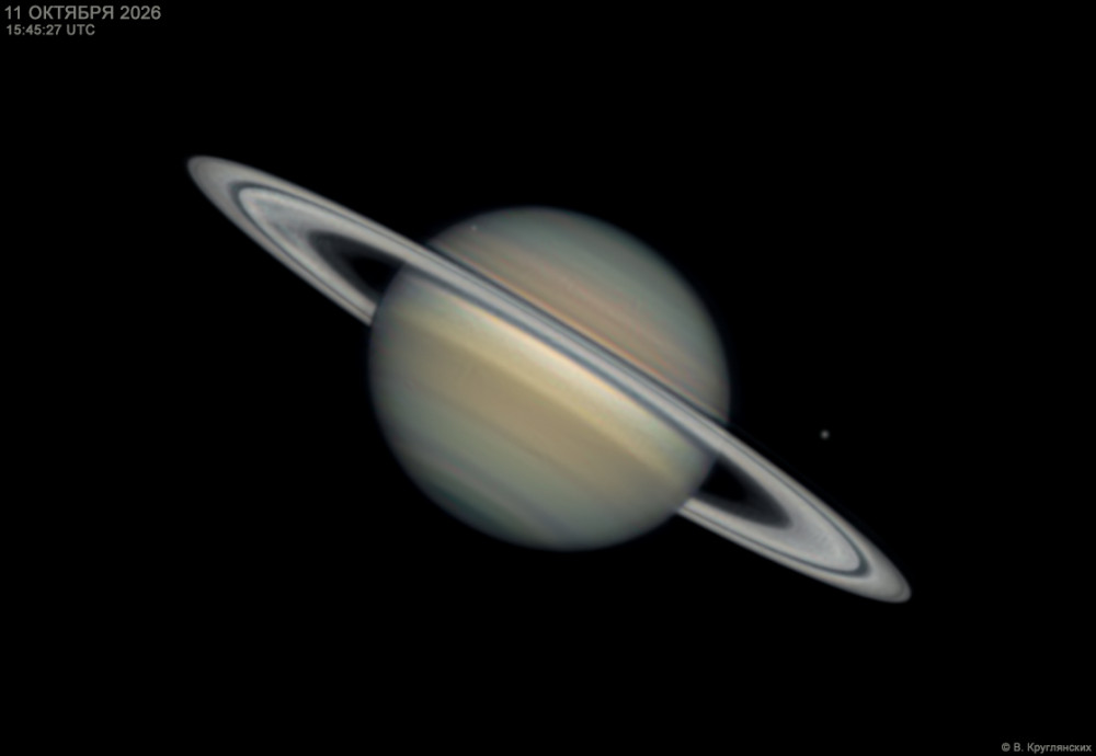 Saturn, Enceladus, and Tethys.