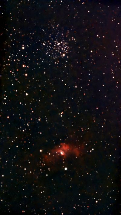 Open cluster M52 and NGC 7635, the Bubble Nebula - Astrophotography