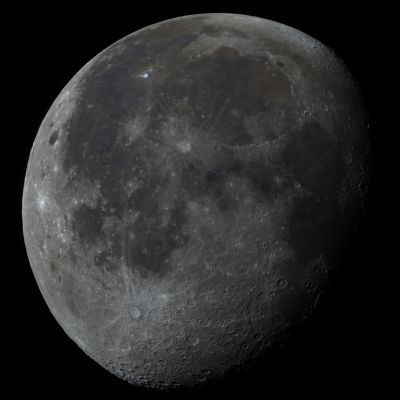 The Moon through a homemade 114mm Dobsonian telescope. - Astrophotography