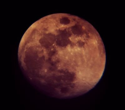 Convex red scarlet moon