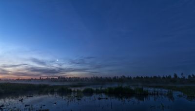 Парад планет.  Уран, Луна, едва уловимый Марс и Юпитер