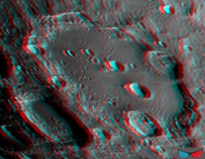 Кратер Клавий, стерео (англиф)