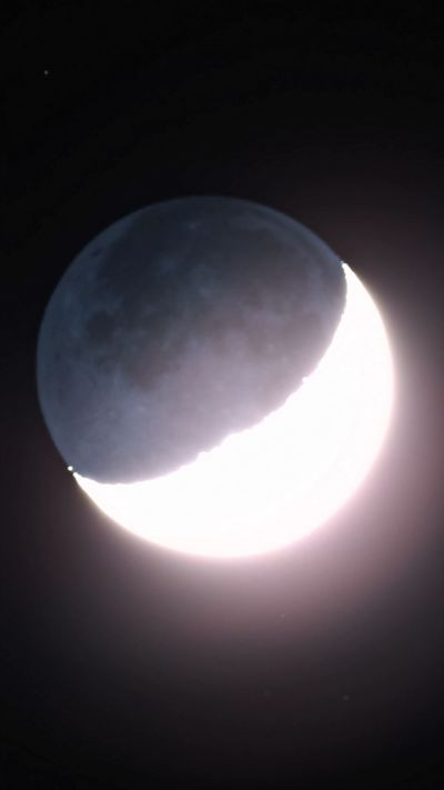 Moon 27% with earthshine - Astrophotography