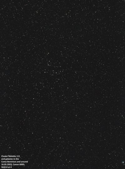 Melotte 111 and galaxies in Coma Berenices