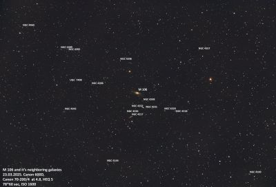 M106 and it's neighborins galaxies (annotated)