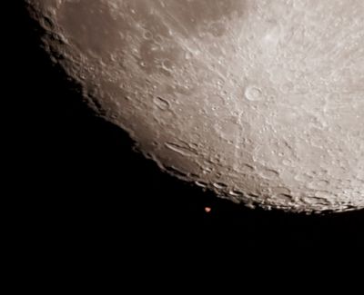 Lunar occultation of Mars. Last moment