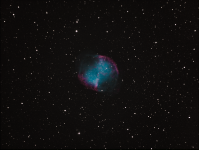 M27 Dumbbell Nebula. (Narrow Bands to CMYK)