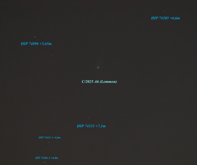 C/2025 A6 (Lemmon), +3,7m. Москва 24.10.25, 18:40