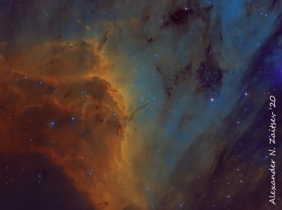 IC5070 (fragment) in SHO palette (2020). New image revision.