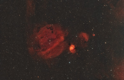Emission nebulae Sh2-232, Sh2-233, Sh2-231, and planetary nebula PK173+03.1. - Astrophotography