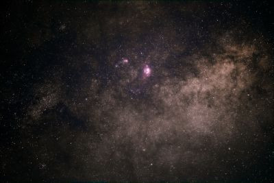 Wide field Lagoon Nebula and Trifid Nebula - Astrophotography