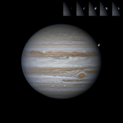 Ganymede. Emergence from shadow followed by occultation by Jupiter. - Astrophotography