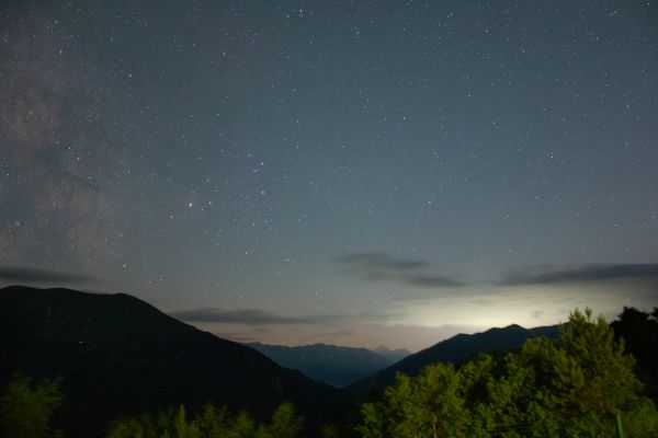 Milky Way, mountains, and a thunderstorm on the horizon - Astrophotography