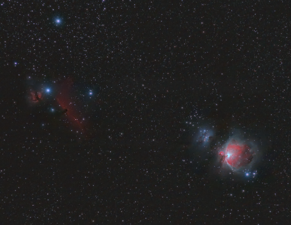 Orion Nebula (M42), Running Man Nebula (NGC 1977), Flame Nebula (NGC 2024), and Horsehead Nebula (IC 434). - Astrophotography