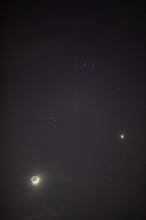 The Moon, Venus, and the Pleiades - Astrophotography