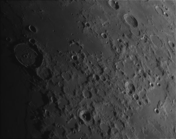 The Moon. The region between the Sea of Serenity, the Lake of Dreams, and the Marsh of Sleep. - Astrophotography