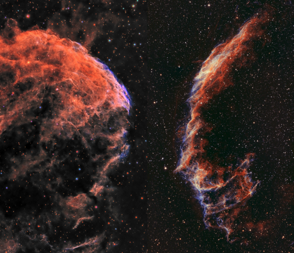 Two supernova remnants, IC443 and NGC6995, staring at each other. - Astrophotography