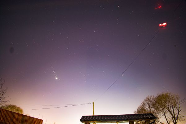 Evening, Venus and star trails. - Astrophotography