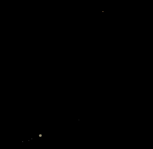 Conjunction of Jupiter (with its moons: Ganymede, Europa, Io, and Callisto) and Mars from 14.08.2024 - Astrophotography
