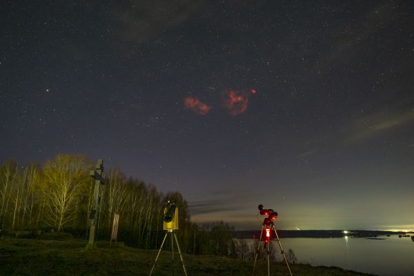 Combined image - telescopes and the Soul, Heart Nebulae - Astrophotography