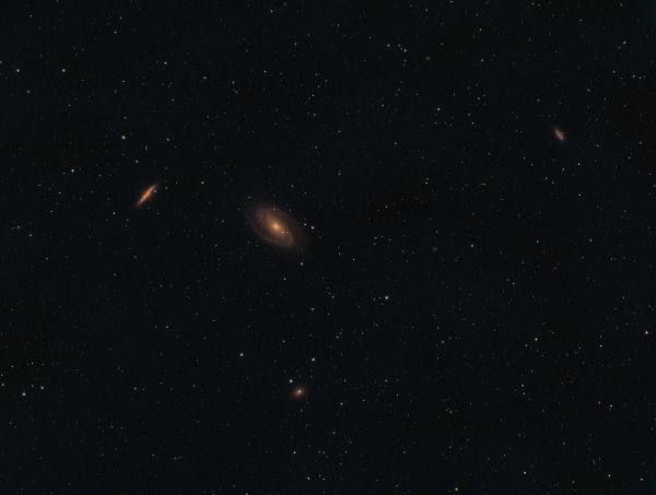 Bode's Galaxy, Cigar Galaxy, and Garland Galaxy (M 81, M 82, and NGC 3077) + NGC 2976 - Astrophotography