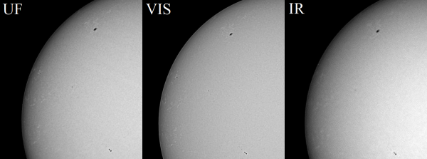 The Sun with sunspot groups No. 3046, 47, 48 using various filters. - Astrophotography