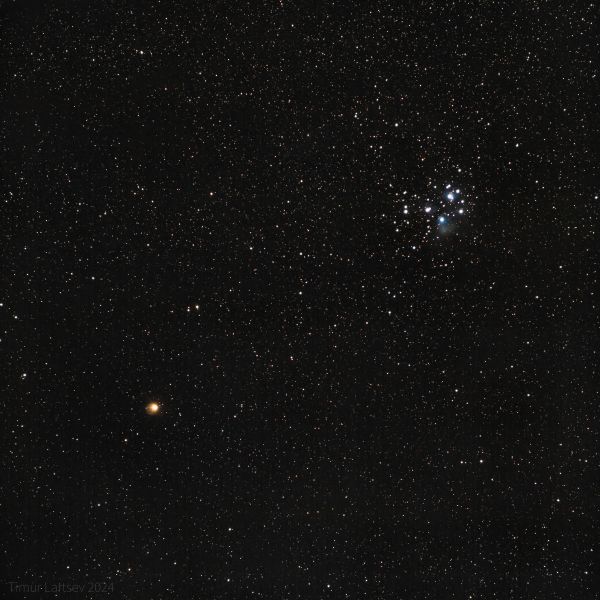 Pleiades (M45) and Mars - Astrophotography