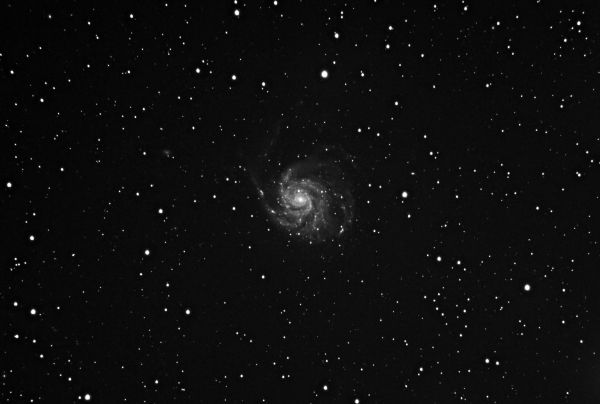 Test M101 - The Pinwheel Galaxy in mono - Astrophotography