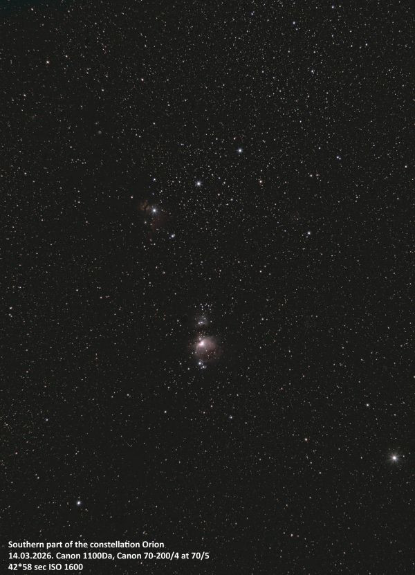 The southern part of the constellation Orion - Astrophotography
