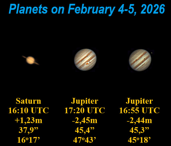 Giant planets on February 4 and 5, 2026. - Astrophotography