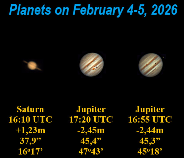 Giant planets on February 4 and 5, 2026. - Astrophotography