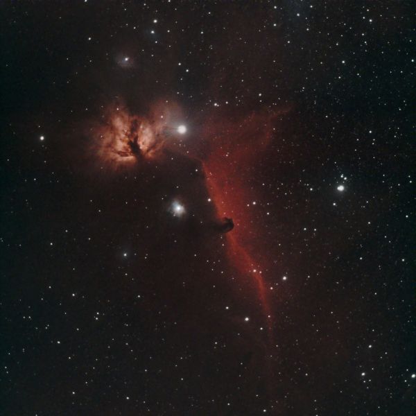Horsehead Nebula (IC 434, Barnard 33) in Orion and the Flame Nebula NGC 2024 - Astrophotography