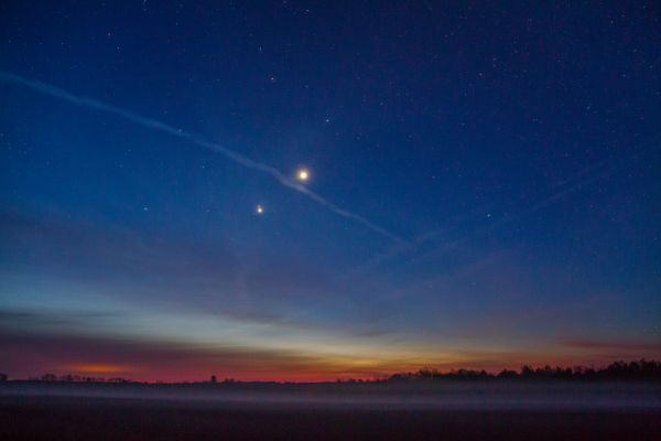 Dawn conjunction of Jupiter with Mars and Venus - Astrophotography