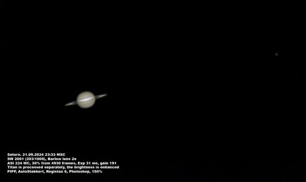 Saturn with Titan - Astrophotography