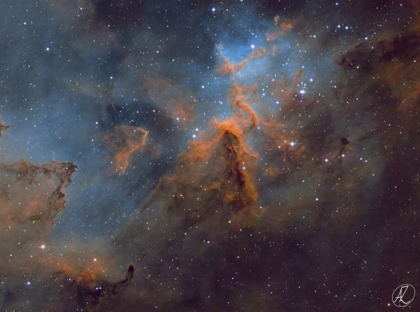 Melotte 15 (Heart of the Heart Nebula) in the SHO palette