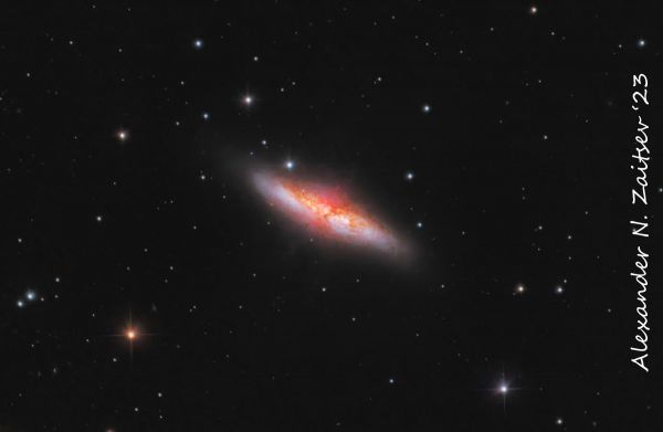 M82 (Cigar Galaxy) in HaRGB filters - Astrophotography