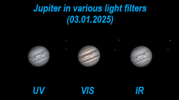 Jupiter 03.01.25 through various filters - Astrophotography