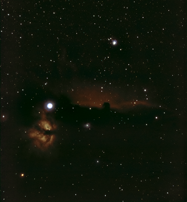 The Flame Nebula and Horsehead Nebula in the constellation Orion from January 1-2, 2024. - Astrophotography