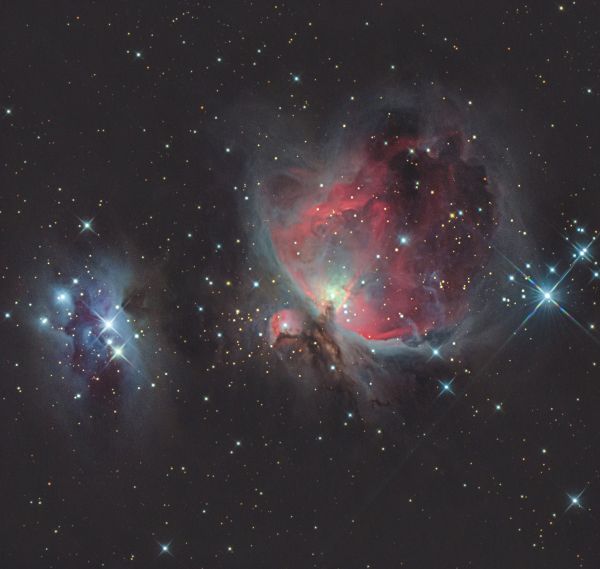 M42 Orion Nebula, M43 de Mairan's Nebula, and NGC 1977 Running Man Nebula - Astrophotography