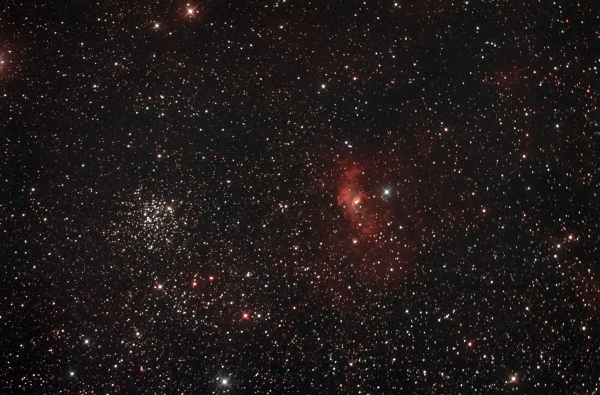 M 52 and the Bubble Nebula NGC 7635 - Astrophotography