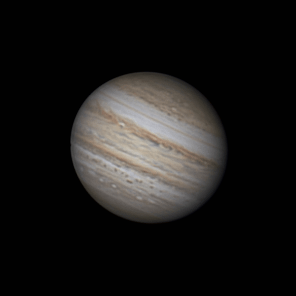 Animation of Jupiter's rotation over 1 hour and 52 minutes - Astrophotography