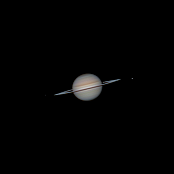 Saturn, Enceladus, and Tethys - Astrophotography
