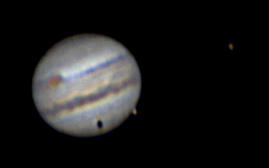 Jupiter + Ganymede (and its shadow) + Io + GRS. - Astrophotography