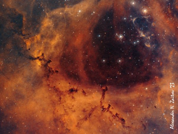 The central part of NGC2237/Sh2-275 (The Rosette Nebula) new revision in Ha(30%Ha+70%OIII)OIII - Astrophotography