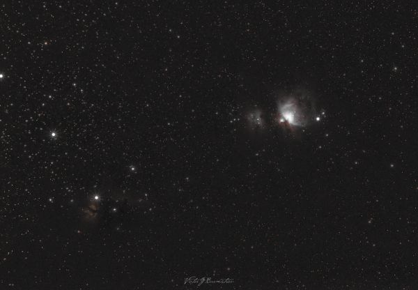 The Flame Nebula, Horsehead Nebula, Running Man Nebula, and the Great Orion Nebula. - Astrophotography