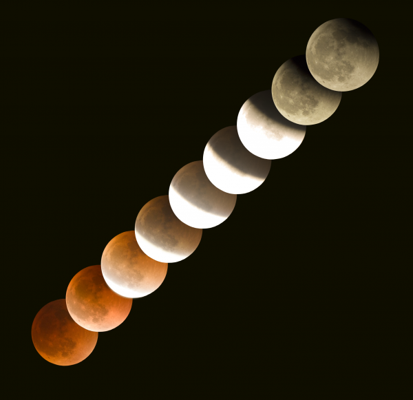 Collage of phases of a total lunar eclipse - Astrophotography