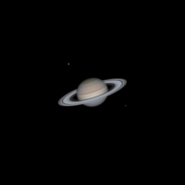 Saturn, Rhea, and Dione - Astrophotography