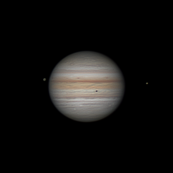 Jupiter, the shadow of Europa, and two moons (Ganymede and Io) on 29.07.21 - Astrophotography