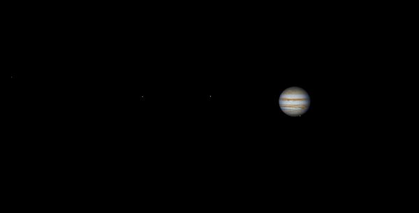 Jupiter and moons Callisto, Europa, Io, Ganymede (17.08.2023 00:53 UTC) - Astrophotography